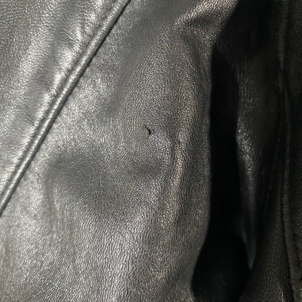 Vintage Black Lamb Leather Car Coat Mens M Couture by J Park Full Zip Button Up - Picture 12 of 16